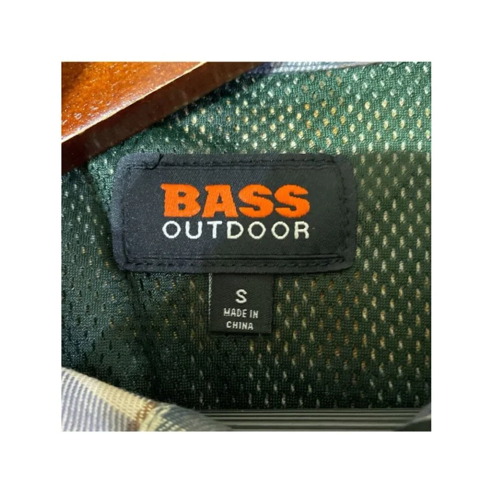 NWT Bass Outdoor Men's S Stretch Flannel Button up Shirt Plaid Long Sleeve